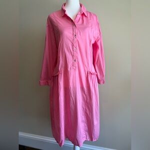 Zara Basic Women's Medium Collared Button-Down LongSleeve Midi Tunic Sheer Dress